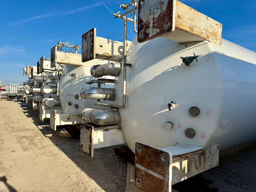 Cryogenic storage tanks at industrial decommissioning yard